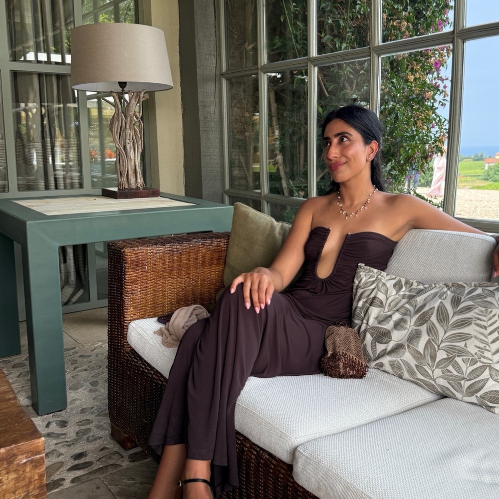 Christopher Esber Brown Strapless Maxi Dress